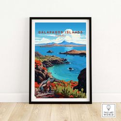 galapagos islands poster - educator travel poster  birthday present  wedding anniversary gift  art print