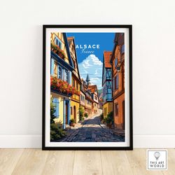 alsace france poster travel poster  birthday present  wedding anniversary gift  best gift for her  pesonalized wall art