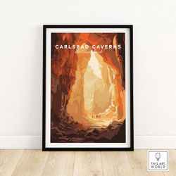 carlsbad caverns poster national park art print travel print  home dcor poster gift  digital illustration artwork  birth