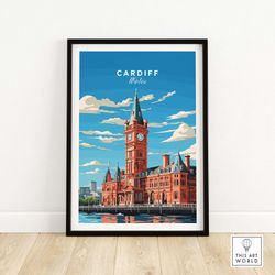 cardiff travel poster travel poster  birthday present  wedding anniversary gift  best gift for her  pesonalized wall art