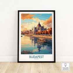budapest art print art print travel print  home dcor poster gift  digital illustration artwork wall hanging  framed & un