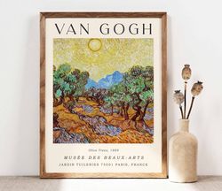 vincent van gogh olive trees poster, van gogh flowers, landscape poster, van gogh painting reproduction, sun and sky art