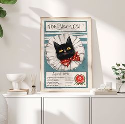 the black cat april 1896 magazine poster, vintage magazine cat poster, retro cats print, funny cats poster, royalty cat,