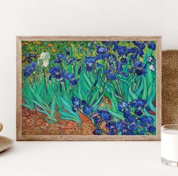 vincent van gogh irises poster, van gogh irises print, landscape, van gogh flowers, botanical poster, van gogh reproduct