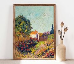 vincent van gogh garden landscape poster, van gogh print, van gogh flowers print, botanical poster, van gogh painting re