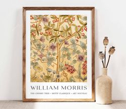 william morris print, morris poster, cherry tree print, garden flowers art, botanical print, floral art, fruits wall art