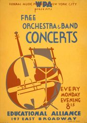 orchestra & band concert nyc poster print a2 free music band vintage 40s club bar wall art decor