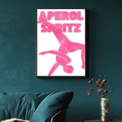 aperol spritz cocktail poster, bar cart art print, eclectic art, retro cocktail print, cocktail wall art, bar cart poste