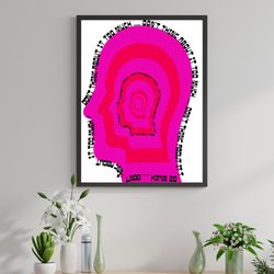 dont think about it too much, maximalist wall art, funky wall art, trendy wall art, preppy wall art, hot pink wall art,