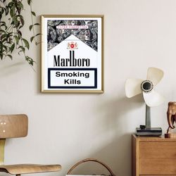 smoking kills, maximalist wall art, maximalist decor, preppy wall art, funky wall art, extra large wall art,  eclectic a