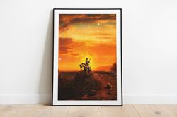 the lone rider  western cowboy poster  collage art  horse poster  surreal collage  landscape & nature poster  premium wa