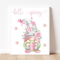 spring printable gnome roses spring prints spring prints download spring printable wall art spring art printable spring