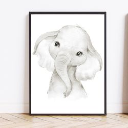 animal safari print elephant black and white print elephant wall art elephant nursery print elephant print baby animals