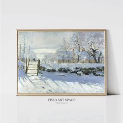 magpie by claude monet  impressionist art print  winter landscape painting  monet art print  monet printable wall art  d