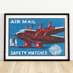 air mail - matchbox print - aesthetic wall art - vintage art - matchbox wall poster - vintage poster print
