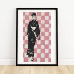 black geisha - matchbox print - aesthetic wall art - vintage art - matchbox wall poster - vintage poster print