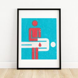 bleeding patient - matchbox print - aesthetic wall art - vintage art - matchbox wall poster - vintage poster print