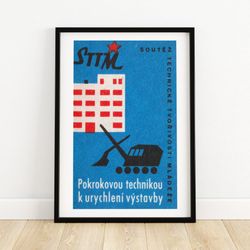 efficient construction - matchbox print - aesthetic wall art - vintage art - matchbox wall poster - vintage poster print