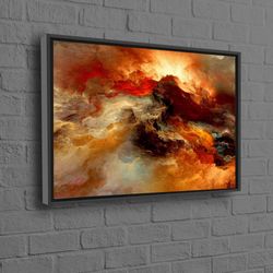 abstract cloud canvas art, yellow printed, contemporary artwork, colorful artwork, cloud art canvas, autumn color