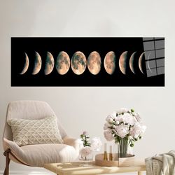 canvas glass art,glass art wall decor,glass wall art,moon phases wall art,galaxy landscape tempered glass,