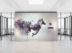 bright wall paper,wall paper peel and stick,surrealist wall decor,horse wall painting,paper wall artanimal wall paper,
