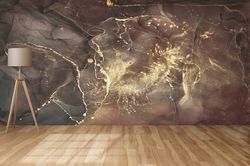 brown gold marble,custom wall paper,wall paper peel and stick,alcohol ink wall print,3d wall paper,modern wall poster,