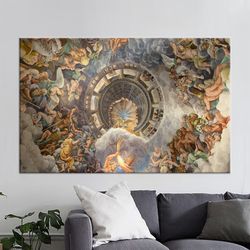 canvas decor, large wall art, canvas, giulio romano painting, giants art, view of olympus wall art, oil painting print,