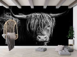 cow wallpaper, animal wall poster, scottish highland cattle wall decals, bull wall decals, 3d origami, cattle wallpaper,