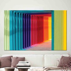 colorful 3d effect art, colorful wall decor, optical illusion art, modern artwork, glass art, canvas art, 3d wall decor,