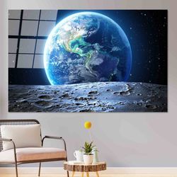 earth painted glass, landscape wall table, earth glass art wall decor, view canvas gift, framed wall art canvas print, o