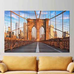 brooklyn bridge art, landscape wall art, cityscape art, personalized gift, tempered glass, 3d wall art, framed canvas, k