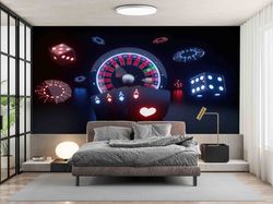 casino gambling wall art, roulette wallpaper, modern wall decor, man cave paper art, office wall paper, self adhesive pa