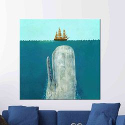 crude area wall art, the whale large art, ship wall decor, animal wall decor, underwater wall art, canvas art, glass art