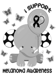 melanoma awareness elephant with balloon black ribbon