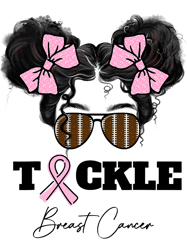 tackle breast cancer messy bun glasses football pink ribbon