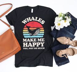 whales make me happy sunset retro shirt  whale shirt  whale gifts  gift for whale lovers  whale design  whale print  tan