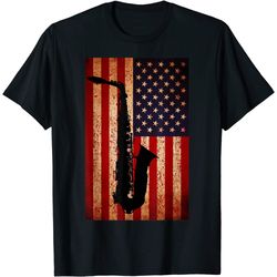 vintage american flag saxophone funny sax music player gifts t-shirt