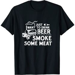 bbq smoking pitmaster drink beer smoke meat t-shirt