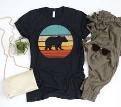bear sunset shirt  bear shirt  bears gifts  bear lover gift  retro vintage  animal lovers  grizzly bear  panda polar tan
