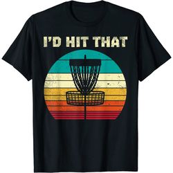 id hit that disc golf basket sunset retro golfing golfer t-shirt