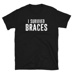 funny braces dentist dentistry dental surgeon orthodontics gift for patient distressed typography short-sleeve unisex t-