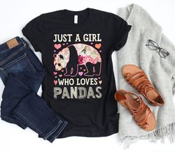 just a girl who loves pandas shirt  panda shirt  panda gifts  panda lover shirts  flower shirt  panda bear tee  tank top