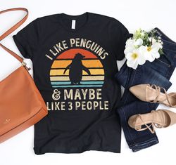 i like penguins and maybe 3 people sunset shirt  penguin shirt  penguin gifts  retro vintage  bird lover  animal lovers