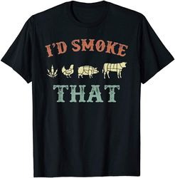 Quality I_d Smoke That Weed Chicken Big Cow BBQ Vintage Men Classic T-Shirt Black