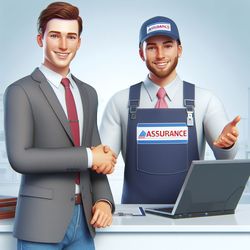 assurance 3d avatar a seller welcomes customers with a smile, wearing traditional american attire png