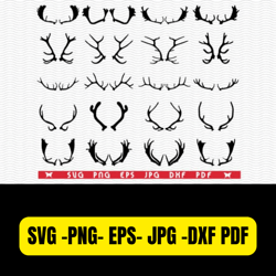 deer horns silhouettes svg for cricut