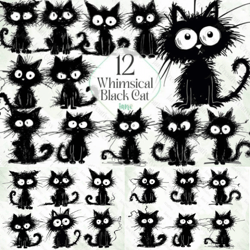 whimsical black cat sublimation bundle