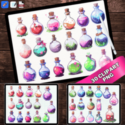 pixel art magical potions clipart png