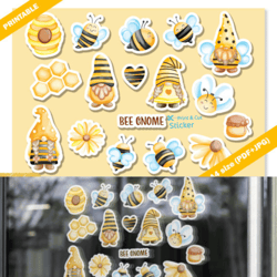 cute bee gnome printable sticker