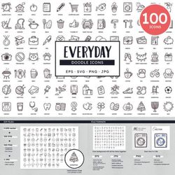 everyday doodle icons & to-do daily life